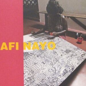 cover of catalog of Afi Nayo art works, a photo of a woman drawing